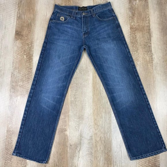 AKDMKS Jeans Wm Sz 16 Distressed Embroidered - Picture 1 of 11